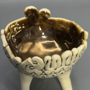 Speaks to the quiet rituals that help us remain whole — raised on long legs like a ceremonial vessel, part offering bowl, part guardian figure. (view 2 of 4)